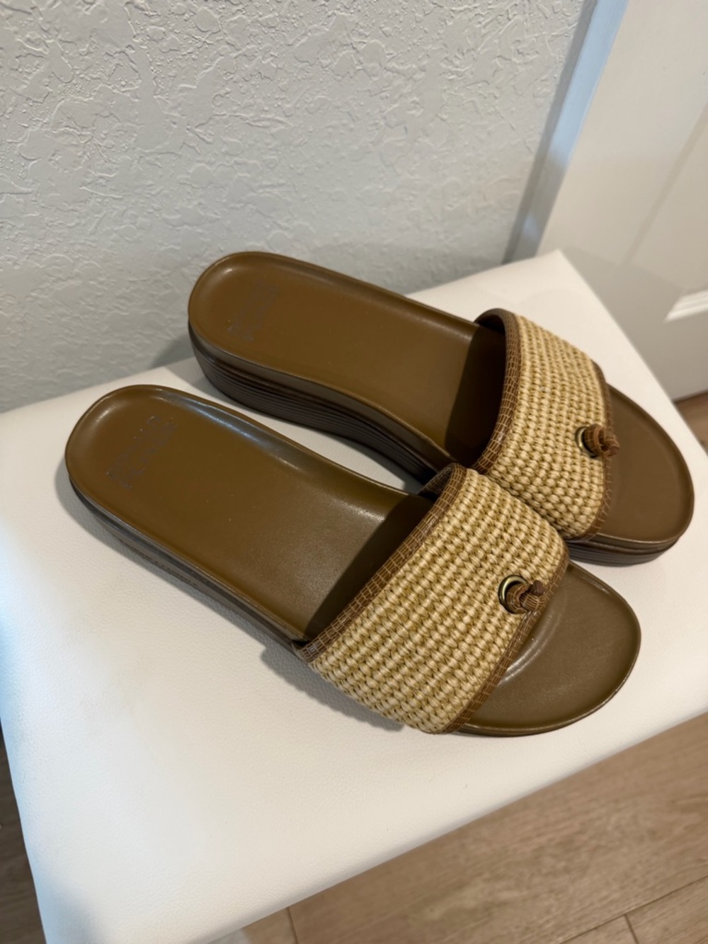 Donald Pliner | Woven Slide Sandals in Brown - Women's Casual Slip-Ons